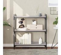 DYRJDJWIDHW Librería 3 Estantes Gris Sonoma 80x30x86 cm Mueble Organizador Libros Estantería Industrial Madera Ingeniería Estructura Metálica Decoración Hogar Oficina