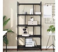 DYRJDJWIDHW Librería 5 Estantes Madera Ingeniería Negro 76x32x158 cm Organizador Libros Estantería Decorativa Hogar Oficina Estructura Metálica Estable