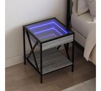 DYRJDJWIDHW Mesa de Centro con LED Infinity Espejo Iluminado, de Noche Moderna con Luces RGB Ajustables, Mesa Auxiliar de Madera y Acero Gris Sonoma 40x40x49 cm para Sala de Estar y Dormitorio