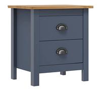 DYRJDJWIDHW Mesita de Noche Moderna Hill 46x35x49.5 cm, Madera Maciza de Pino Gris con 2 Cajones, Mueble de Dormitorio y Habitación, Fácil Montaje y Limpieza, Estilo Atemporal