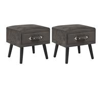 DYRJDJWIDHW Mesitas de Noche 2 Unidades 40x35x40 cm - Modern Nightstand Set with Velvet Finish & Pine Wood, Gray Bedside Tables with Drawer for Bedroom Decor, Sturdy and Space-Saving