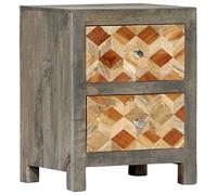 DYRJDJWIDHW Mid Century Modern Nightstand Solid Mango Wood Grey 40x30x50 cm with 2 Diamond Pattern Drawers for Bedroom Living Room Storage Furniture