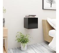 DYRJDJWIDHW Modern Black Engineered Wood Nightstand 30.5x30x30 cm with Wall Mount, Spacious Storage Compartment for Bedroom & Living Room, Left/Right Opening Door, Easy to Clean