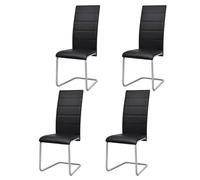 DYRJDJWIDHW Modern Cantilever Dining Chairs 4 Pack Black Synthetic Leather Upholstered, Ergonomic Back Support, Steel Frame Structure for Home Office Restaurant Use