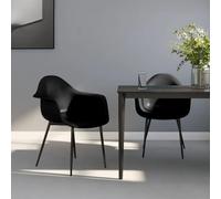 DYRJDJWIDHW Modern Dining Chairs 2 Pack Black PP Minimalist Kitchen with Ergonomic Backrest, Metal Legs for Dining Room, Kitchen, Restaurant, Easy Clean Stackable Chairs