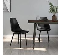 DYRJDJWIDHW Modern Dining Chairs Set of 2 Black PP Material with Metal Legs, Ergonomic Backrest, Minimalist Kitchen Dining Room Easy Clean Stackable Chairs for Home Restaurant Cafe Use