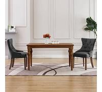 DYRJDJWIDHW Modern Dining Chairs Set of 2 Gray Fabric Upholstered Kitchen Chairs with Button Tufted Backs, Rubber Wood Legs for Dining Room Kitchen Breakfast Nook