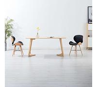 DYRJDJWIDHW Modern Dining Chairs Set of 2 with Synthetic Leather Upholstery and Curved Wood Frame for Kitchen Dining Room, Black Brown Ergonomic Design Comfortable Seating 110kg Capacity