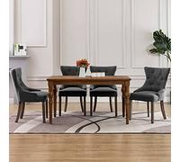 DYRJDJWIDHW Modern Dining Chairs Set of 4 Gray Fabric Upholstered Kitchen Chairs with Button Tufted Backs and Rubber Wood Legs for Dining Room and Kitchen Decor