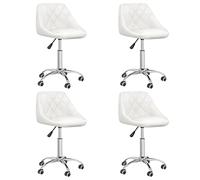 DYRJDJWIDHW Modern Dining Chairs Set of 4 Swivel Chairs with Gas Lift Mechanism, White Synthetic Leather Upholstery, 360 Degree Rotation, Chrome Steel Frame for Kitchen Dining Room Office
