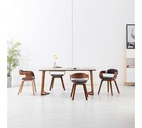 DYRJDJWIDHW Modern Dining Chairs Set of 4 with Arms, Gray Fabric Upholstered and Curved Wood Frame, Ergonomic Padded Seats for Kitchen Dining Room Restaurant, Comfortable and Durable