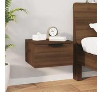 DYRJDJWIDHW Modern Floating Nightstand Wall Mounted Oak Brown 34x30x20 cm with Storage Shelf for Bedroom Living Room, Sturdy Plywood Space Saving Design Holds 60kg
