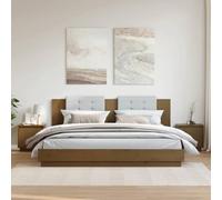 DYRJDJWIDHW Modern Honey Brown Pine Wood Nightstand Set of 2, Solid Pine Bedside Tables 40x30x40 cm for Bedroom Storage, Sturdy Night Stands with Shelf for Books & Remote Control