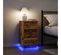 DYRJDJWIDHW Modern LED Night Stand with 3 Drawers, Vintage Wood Finish 38x34x65cm, USB Powered RGB Lighting for Bedroom, Living Room, Stable Engineered Wood Construction, Easy Assembly