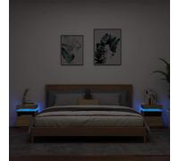 DYRJDJWIDHW Modern LED Nightstand Set of 2 Sonoma Oak 40x39x48.5 cm with RGB Lights, USB Port, Storage Drawer & Display Top for Bedroom Living Room Home Decor
