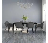 DYRJDJWIDHW Modern Minimalist Dining Chairs Set of 6 Grey PP Kitchen Chairs with Metal Legs, Ergonomic Backrest Design for Dining Room Restaurant Cafe Home Decor