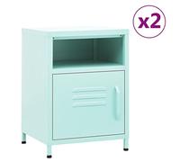 DYRJDJWIDHW Modern Mint Green Steel Nightstand Set of 2 with Storage Shelf & Door, 35x35x51 cm Bedside Tables for Bedroom, Durable & Easy to Clean, Adjustable Levelers, MAX Load 40kg