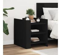 DYRJDJWIDHW Modern Nightstand Black 45x50x50 cm Engineered Wood Bedside Table with 2 Storage Shelves, Sturdy & Moisture-Resistant for Bedroom Living Room Home Decor