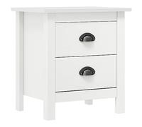 DYRJDJWIDHW Modern Nightstand Hill Solid Pine Wood White 46x35x49.5 cm with 2 Smooth Drawers, Easy Assembly & Cleaning, Timeless Bedroom Furniture for Home Decor