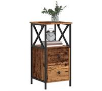 DYRJDJWIDHW Modern Nightstand Set of 2, Aged Wood Finish Engineered Wood Bedside Table with 2 Drawers and Storage Shelf, 34x35.5x70cm, Sturdy Metal Legs for Bedroom Decor