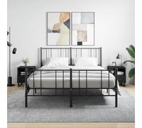 DYRJDJWIDHW Modern Nightstand Set of 2, Engineered Wood Bedside Table with Storage Drawer & Shelf, Black Finish 40x35x47.5 cm for Bedroom, Living Room, Home Decor