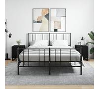 DYRJDJWIDHW Modern Nightstand Set of 2, Engineered Wood Bedside Table with Storage Shelf and Metal Legs, Black End Table for Bedroom, Living Room, 40x40x50 cm