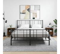 DYRJDJWIDHW Modern Nightstand Set of 2, Engineered Wood Oak Brown Bedside Table with Storage Drawer & Shelf, 40x35x47.5 cm, Metal Legs for Living Room & Bedroom