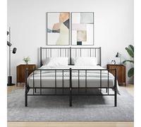 DYRJDJWIDHW Modern Nightstand Set of 2, Engineered Wood Oak Brown Bedside Tables with Storage Shelf & Metal Legs, 40x40x50cm for Bedroom Living Room Home Decor