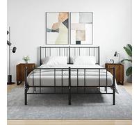 DYRJDJWIDHW Modern Nightstand Set of 2, Engineered Wood Oak Brown Bedside Tables with Storage Shelf & Metal Legs, 40x40x50cm for Bedroom Living Room Home Decor