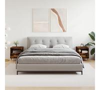 DYRJDJWIDHW Modern Nightstand Set of 2, Engineered Wood Smoked Oak Bedside Table with Storage Drawer & Shelf, 40x35x47.5cm for Bedroom Living Room, Sturdy Metal Legs