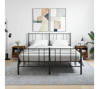 DYRJDJWIDHW Modern Nightstand Set of 2, Engineered Wood Smoked Oak Finish with Metal Legs, 40x35x47.5cm Bedside Table with Storage Drawer & Shelf for Bedroom, Living Room, Durable & Stylish Furniture
