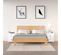 DYRJDJWIDHW Modern Nightstand Set of 2 Solid Pine Wood White 50x35x61.5 cm with 2 Drawers, Rustic Bedside Table for Bedroom, Spacious Storage & Multi-Purpose Use