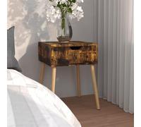 DYRJDJWIDHW Modern Nightstand Smoked Oak Engineered Wood 40x40x56 cm with Drawer, Bedside Table for Bedroom Storage, Sturdy Plywood Cabinet for Books & Decor, Easy Assembly