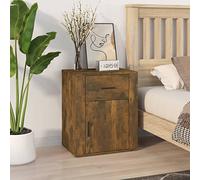 DYRJDJWIDHW Modern Nightstand Smoked Oak Plywood 50x36x60 cm with Drawer & Shelf, Elegant Bedside Table for Bedroom, Sturdy Storage Furniture with Easy Assembly, Classic Design for Home Decor
