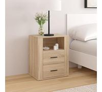 DYRJDJWIDHW Modern Nightstand Sonoma Oak 50x36x60 cm with 2 Drawers - Plywood Bedside Table for Bedroom Storage, Sturdy Surface for Decor, Easy to Clean, Classic Design Home Furniture
