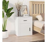 DYRJDJWIDHW Modern Nightstand White 50x36x60 cm, Plywood Bedside Table with Drawer & Shelf, Elegant Bedroom Furniture for Storage, Sturdy Surface for Decor, Easy to Clean & Assemble