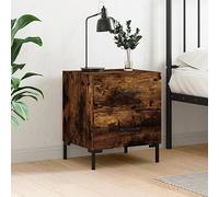 DYRJDJWIDHW Modern Nightstand with 2 Drawers - Engineered Wood Smoked Oak Finish 40x35x47.5 cm Bedside Table with Metal Legs for Bedroom Storage Sturdy & Stylish Furniture for Home Decor