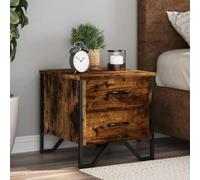 DYRJDJWIDHW Modern Nightstand with 2 Drawers - Engineered Wood Smoked Oak Finish 40x41x40 cm Sturdy Metal Legs for Bedroom Living Room Durable Surface for Decor & Storage