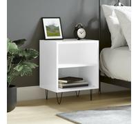 DYRJDJWIDHW Modern Nightstand with 2 Storage Shelves, White Glossy Engineered Wood Bedside Table 40x30x50 cm, Sturdy & Waterproof, Perfect for Bedroom Decor, Easy to Assemble