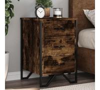 DYRJDJWIDHW Modern Nightstand with 3 Drawers - Engineered Wood Metal Legs Smoked Oak Finish 40x41x60 cm Elegant Bedside Table for Bedroom Storage & Decor