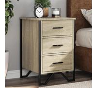 DYRJDJWIDHW Modern Nightstand with 3 Drawers, Engineered Wood & Metal Legs, Sonoma Oak Finish, 40x41x60 cm, Elegant Bedside Table for Bedroom Storage, Sturdy Surface for Decor