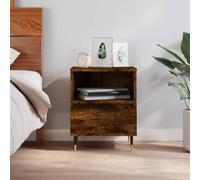 DYRJDJWIDHW Modern Nightstand with Drawer, Engineered Wood Smoked Oak Finish, 40x35x50 cm Bedside Table, Sturdy Metal Legs, Wall Mountable for Safety, Spacious Storage for Bedroom or Living Room