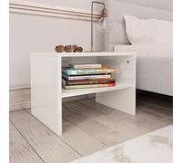 DYRJDJWIDHW Modern Nightstand with Open Shelf, White Glossy Plywood Bedside Table 40x30x30cm, Sturdy & Versatile Chest for Bedroom or Living Room, Easy Assembly & Cleaning