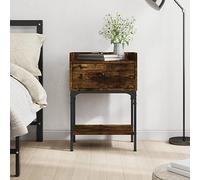 DYRJDJWIDHW Modern Nightstand with Storage 40.5x31x60cm, Engineered Wood Smoked Oak Finish, Adjustable Legs for Stability, Spacious Cabinet & Display Surface, Ideal for Bedroom or Living Room Decor