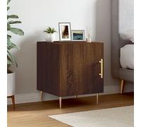 DYRJDJWIDHW Modern Nightstand with Storage 40x40x50cm, Engineered Wood Oak Brown Finish, Bedside Table with Metal Legs and Door Compartment for Bedroom, Living Room