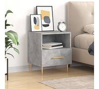 DYRJDJWIDHW Modern Nightstand with Storage Drawer, Concrete Gray Engineered Wood Bedside Table 40x35x47.5 cm for Bedroom, Living Room, Durable Plywood & Metal Legs, Smooth Surface, Easy Assembly