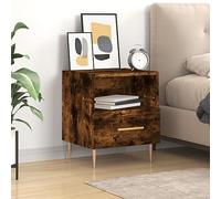 DYRJDJWIDHW Modern Nightstand with Storage Drawer, Engineered Wood Smoked Oak Finish 40x35x47.5 cm, Bedside Table with Metal Legs for Bedroom, Living Room, Durable & Stylish