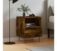 DYRJDJWIDHW Modern Nightstand with Storage Drawer, Engineered Wood Smoked Oak Finish, 40x35x50 cm Bedside Table for Bedroom, Sturdy Metal Legs, Easy Assembly, Classic Design for Home Decor