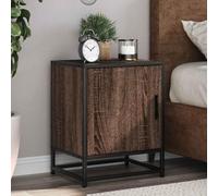 DYRJDJWIDHW Modern Nightstand with Storage, Engineered Wood & Metal Bedside Table, Brown Oak Finish 40x31x50cm, Sturdy Design for Bedroom, Living Room, Home Decor