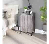 DYRJDJWIDHW Modern Nightstand with Storage, Grey Sonoma Plywood Bedside Table 40x35x70 cm, 2 Compartments & Metal Legs, Sturdy & Easy to Clean for Bedroom or Living Room